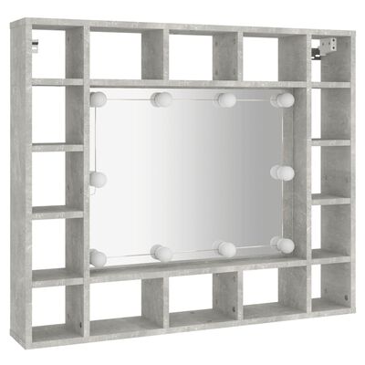 vidaXL Veidrodinė spintelė su LED, betono pilka, 91x15x76,5cm