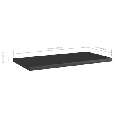 vidaXL Knygų lentynos plokštės, 4vnt., juodos, 40x20x1,5cm, MDP