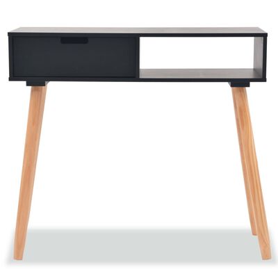 vidaXL Konsolinis stalas, masyvi pušies mediena, 80x30x72cm, juoda
