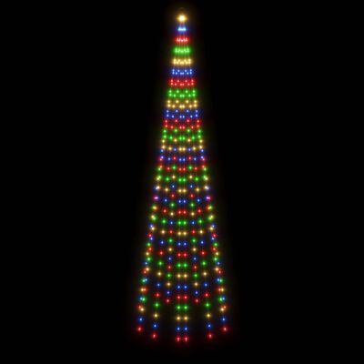 vidaXL Kalėdų eglutė ant vėliavos stiebo, 300cm, 310 spalvotų LED
