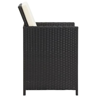 vidaXL Sodo valgomojo kėdės su pagalvėmis, 4vnt., juodos, poliratanas