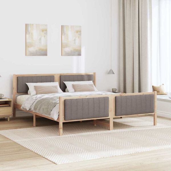 vidaXL Lovos rėmas Ruda ir taupe 180 x 200 cm Pu&scaron;ies masyvas