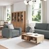 vidaXL Sofa 3 pcs Tamsiai pilka Lino mišinio audinys