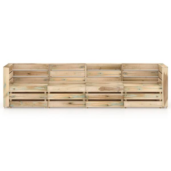 vidaXL Keturvietė sodo sofa, žaliai impregnuota pu&scaron;ies mediena
