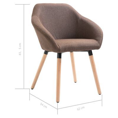 vidaXL Valgomojo kėdės, 6 vnt., rudos spalvos, audinys (3x283462)