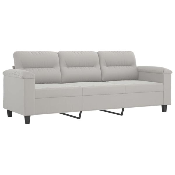 vidaXL Trivietė sofa su pagalvėmis, &scaron;viesiai pilka, 180cm, audinys