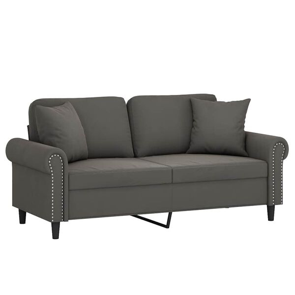 vidaXL Dvivietė sofa su pagalvėmis, tamsiai pilka, 140cm, aksomas