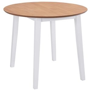 vidaXL Sulenkiamas valgomojo stalas, apvalus, MDF, baltos spalvos