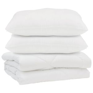 vidaXL Antklodė su pagalve 3 pcs Balta Mikropluo&scaron;tas