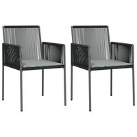 vidaXL Kėdės su pagalvėmis, 2vnt., juodos, 54x60,5x83,5cm, ratanas