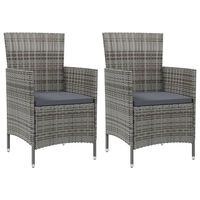 vidaXL Sodo kėdės su pagalvėlėmis, 2vnt., pilkos spalvos, poliratanas