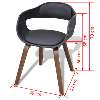 vidaXL Valgomojo kėdės, 6vnt., juodos, išlenkta mediena dirbtinė oda