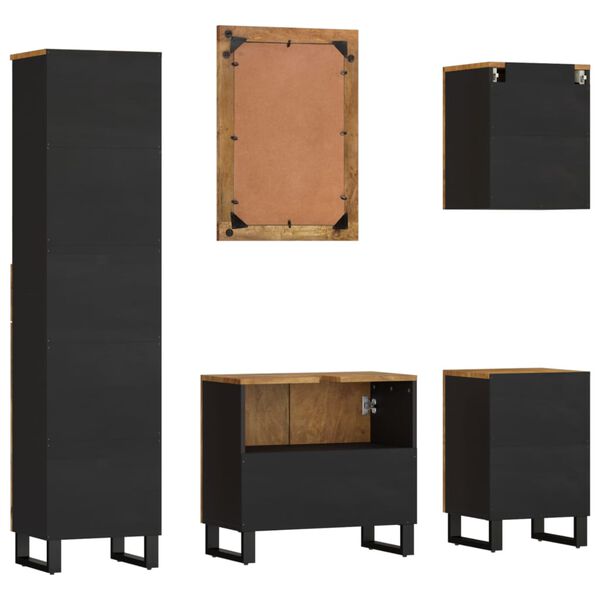 vidaXL Vonios kambario baldų komplektas, 5 dalių, mango masyvas