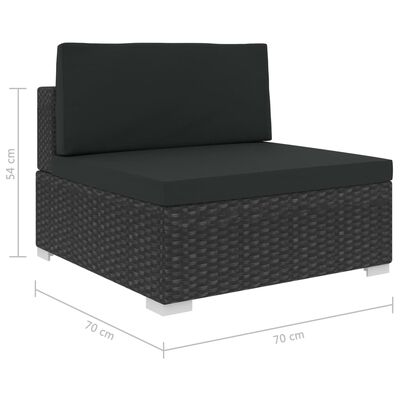 vidaXL Sodo baldų komplektas su pagalvėlėmis, 7 dalių, juodas, ratanas