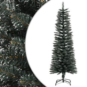 vidaXL Dirbtinė siaura Kalėdų eglutė su stovu, žalia, 120cm, PVC