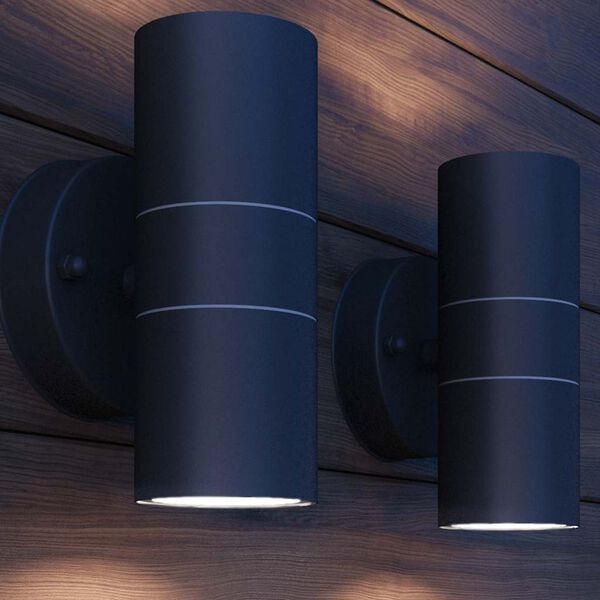 vidaXL Lauko LED sien. šviest., 2vnt., nerūd. plienas, į viršų/apačią