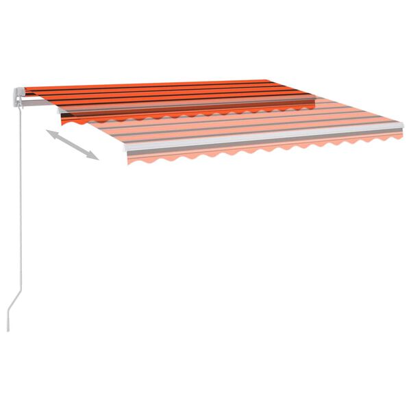vidaXL Automatinė markizė su LED/vėjo jutikliu, oranžinė/ruda, 3x2,5m