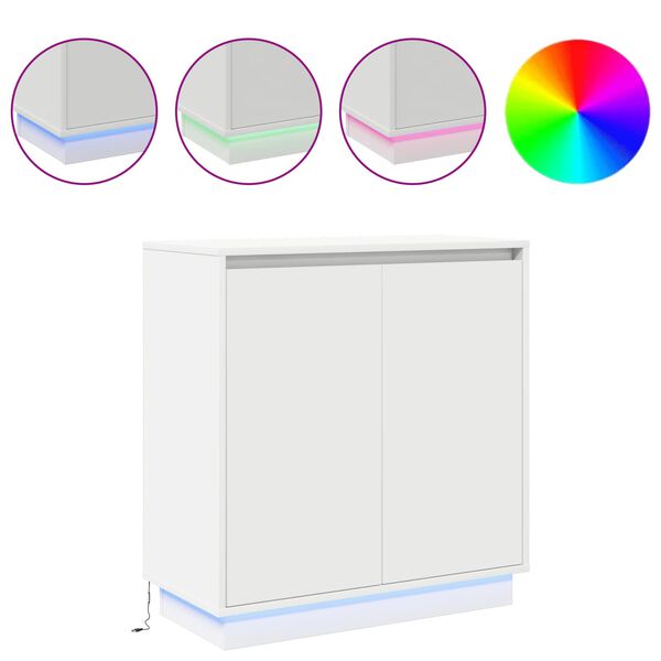 vidaXL LED Bufetas su lentyna Balta 71 x 34,5 x 75 cm Apdirbta mediena