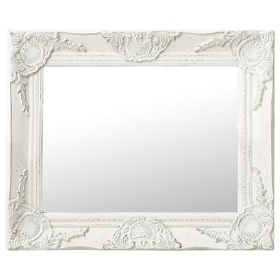 vidaXL Sieninis veidrodis, baltas, 50x40cm, barokinis stilius