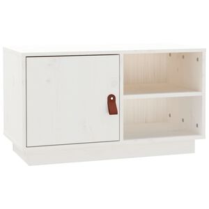 vidaXL Televizoriaus spintelė, balta, 70x34x40cm, pu&scaron;ies masyvas