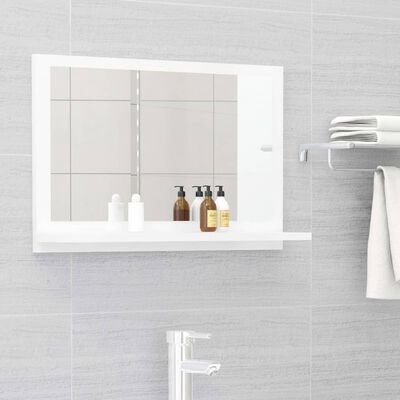 vidaXL Vonios kambario veidrodis, baltas, 60x10,5x37cm, MDP, blizgus