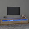 vidaXL Televizoriaus spintelė su LED ap&scaron;vietimu, ąžuolo, 240x35x40cm