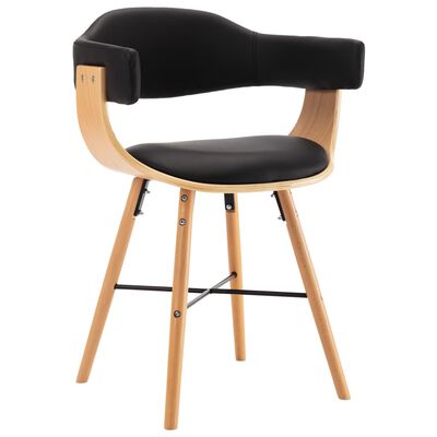 vidaXL Valgomojo kėdės, 6vnt., juodos spalvos, dirbtinė oda ir mediena