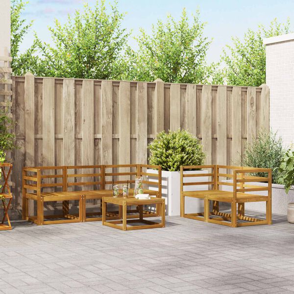 vidaXL Lauko sofos komplektas su pagalve 6 pcs Natūralus ir grietinėlė