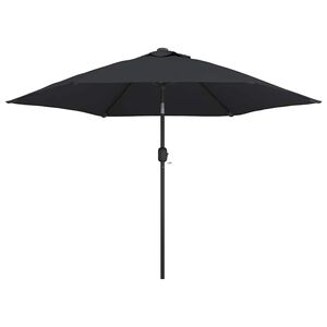 vidaXL Lauko skėtis su LED ir plieniniu stulpu, juodas, 300cm