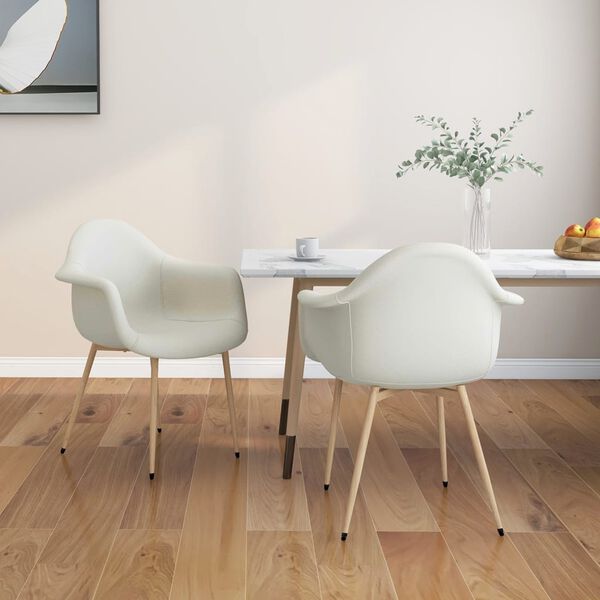 vidaXL Valgomojo kėdės, 2vnt., kreminės spalvos, audinys