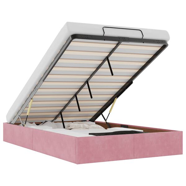 vidaXL Osmanų lovos rėmas be čiužinio, rožinis, 120x190 cm, aksomas