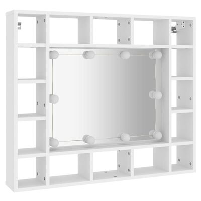 vidaXL Veidrodinė spintelė su LED apšvietimu, balta, 91x15x76,5cm