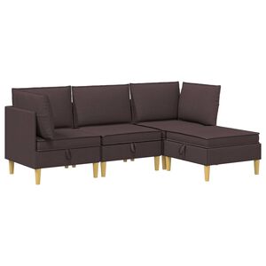vidaXL Modulinė sofa su laikymo vieta 4 vnt. Tamsiai rudas Audinys