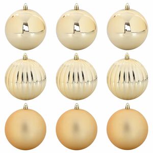 vidaXL Kalėdų Burbulų Rinkinys XL 9 vnt. Auksinė &Oslash; 15 cm Plastmasė
