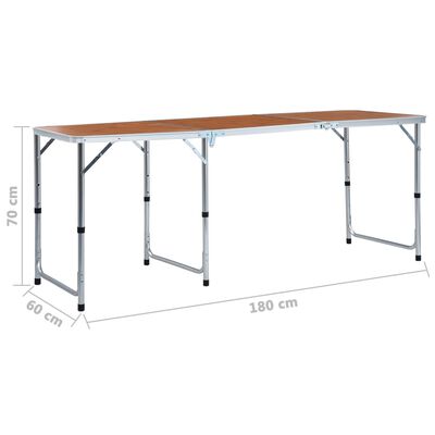 vidaXL Sulankstomas stovyklavimo stalas, 180x60cm, aliuminis