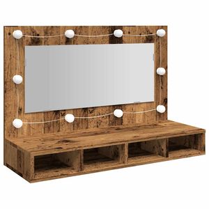vidaXL veidrodinė spintelė su LED Old Wood 90x31,5x62 cm