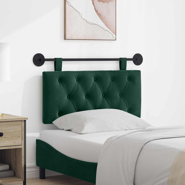 vidaXL Kabantysis galvūgalis Tamsiai žalia 100 x 55 x 7 cm Aksomas