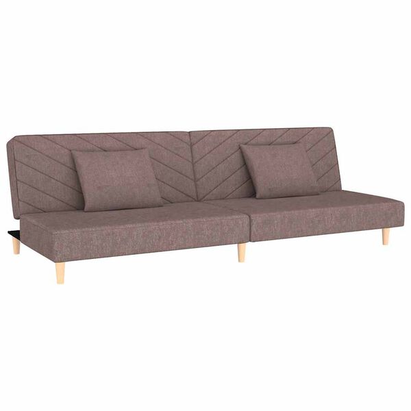 vidaXL Dvivietė sofa-lova su dvejomis pagalvėmis, taupe, audinys