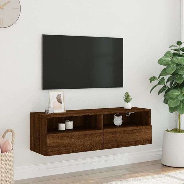 vidaXL Sieninė TV spintelė, ruda ąžuolo, 100x30x30cm, apdirbta mediena