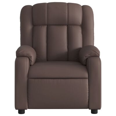 vidaXL Elektrinis atlošiamas masažinis krėslas, rudas, dirbtinė oda