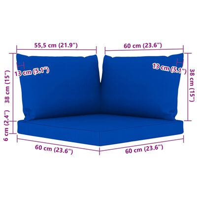vidaXL Sodo komplektas su mėlynos spalvos pagalvėlėmis, 5 dalių