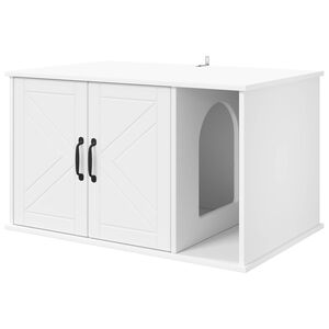 vidaXL Katės namelis Balta 85 x 55 x 50,5 cm Apdirbta mediena