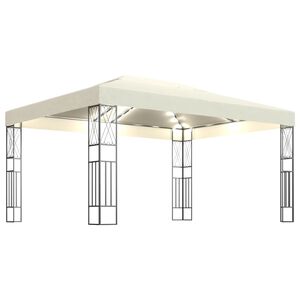 vidaXL Pavėsinė su lemputėmis LED, kreminė, 3x4m