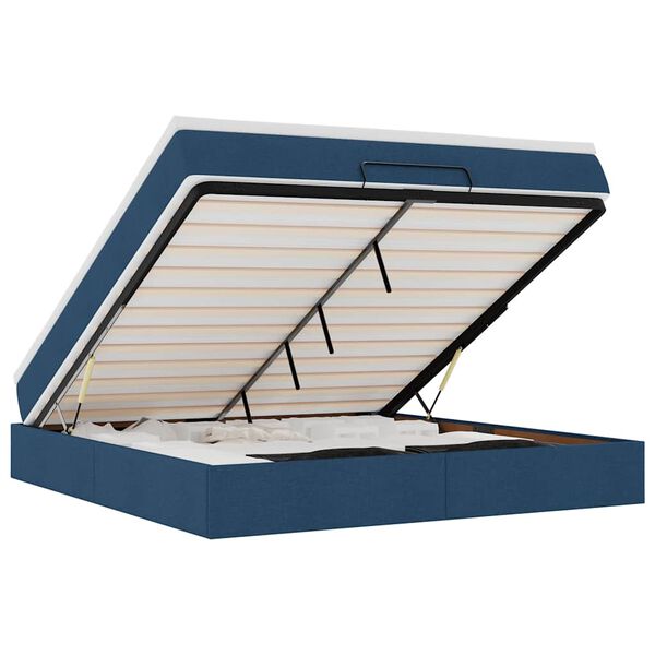 vidaXL Osmanų lova su čiužiniu Mėlynas 180x200 cm Audinys