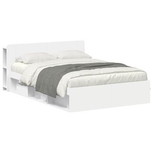 vidaXL Lovos rėmas su saugojimu Balta 160 x 200 cm Apdirbta mediena