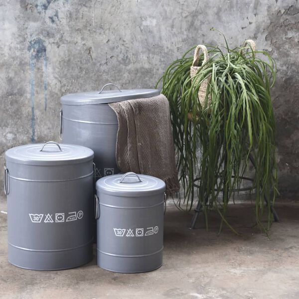 LABEL51 Skalbinių dėžė, pilka, 40x40x58cm, senovinio dizaino, L