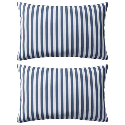 vidaXL Lauko pagalvės, 2 vnt., tamsiai mėlynos sp., 60x40cm, dryžuotos