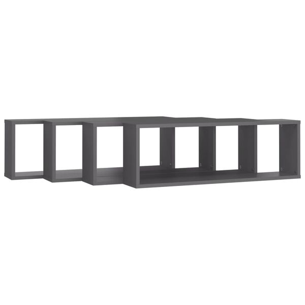vidaXL Sieninės lentynos, 4vnt., pilkos, 80x15x26,5cm, MDP