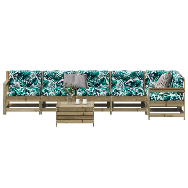 vidaXL Sodo poilsio komplektas su pagalvėlėmis, 7 dalių, pu&scaron;is