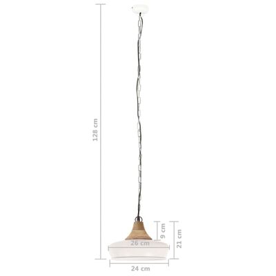 vidaXL Pakabinamas šviestuvas, baltas, geležis ir mediena, 26cm, E27